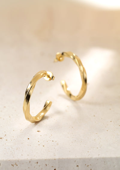 Square Twist Hoop Earrings Gold