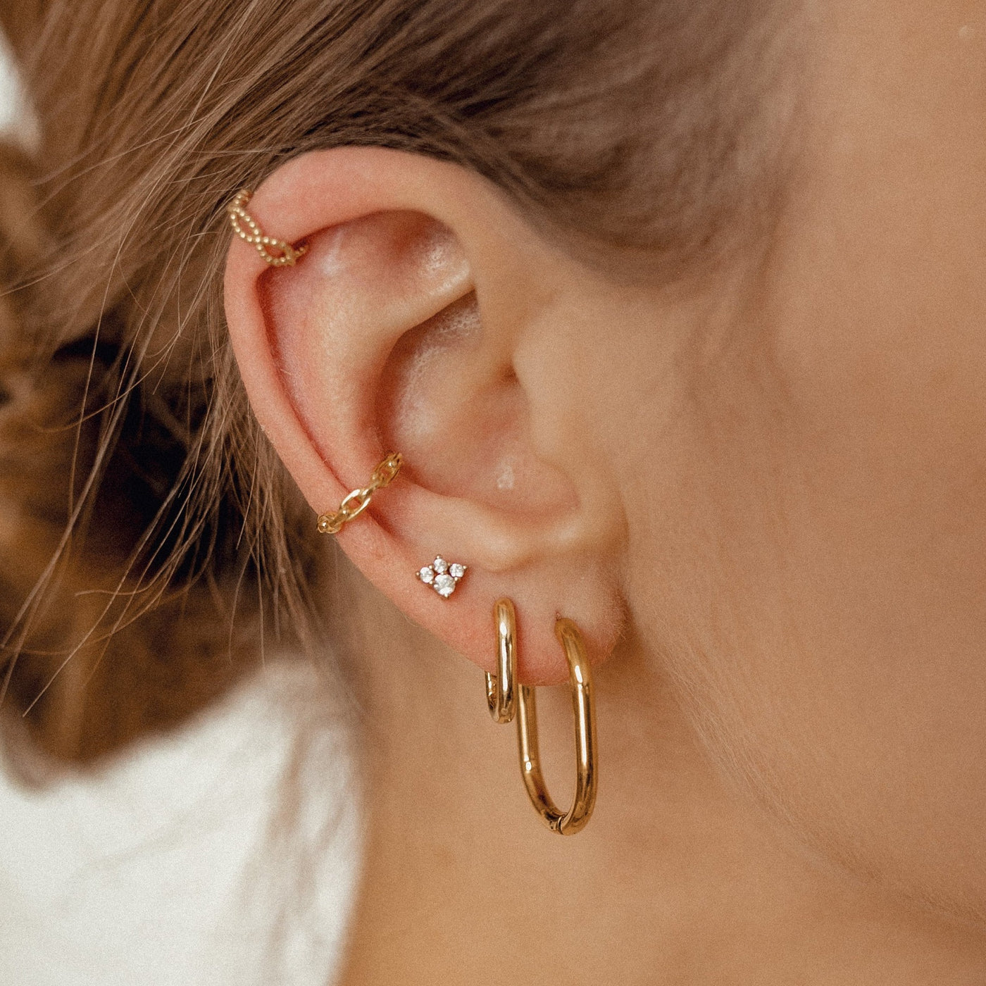 Thin Oval Hoop Earrings Gold