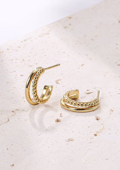 Doppelte Creolen mit Kugeln Sterlingsilber in Gold