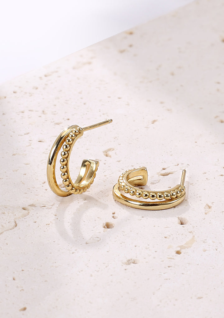 Doppelte Creolen mit Kugeln Sterlingsilber in Gold