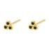 Black Triad Stud Earrings Sterling Silver Gold