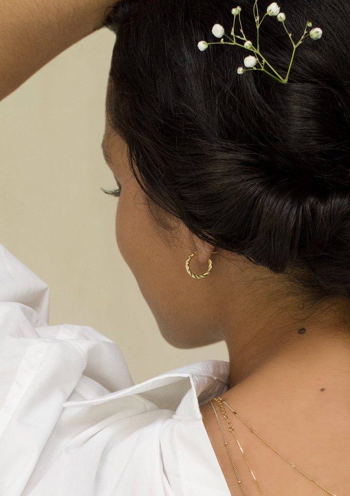Braided Hoop Earrings Sterling Silver Gold