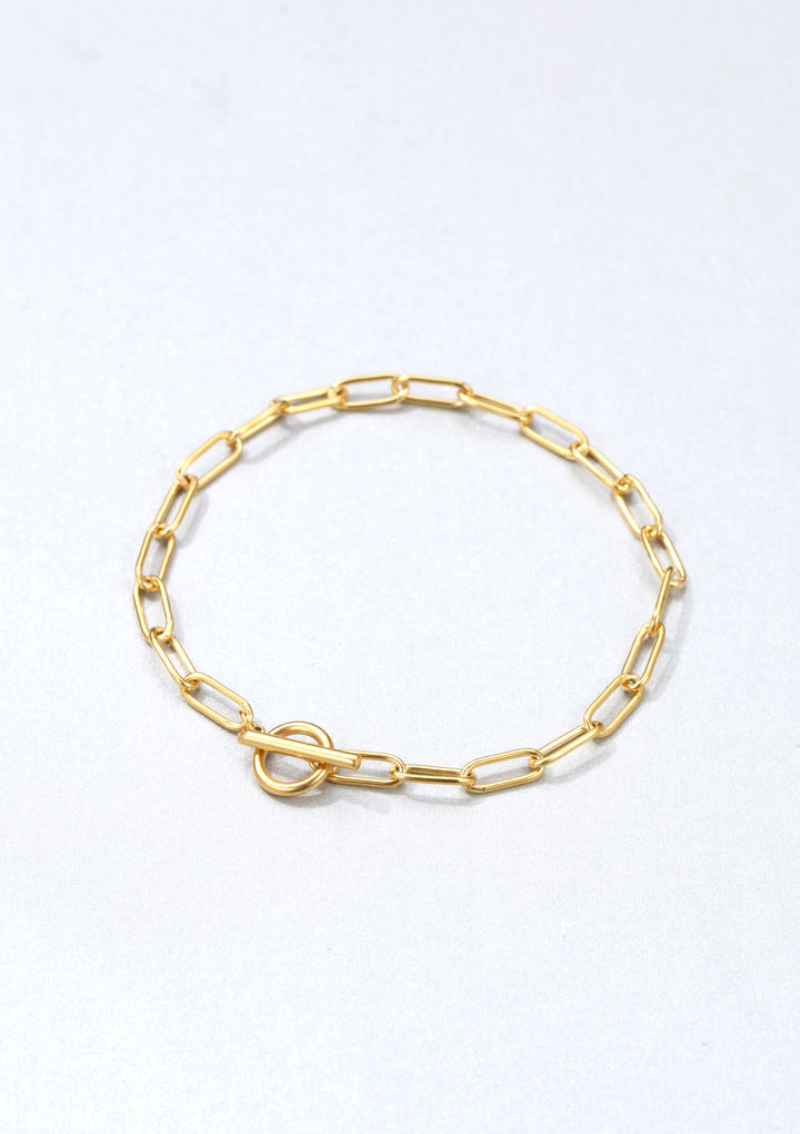 Brazalete de Barra T Cadena Gruesa en Oro