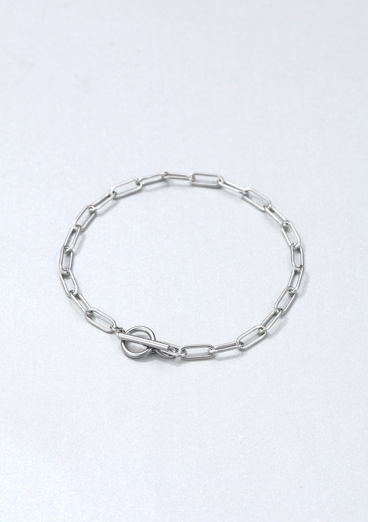 Chunky Chain T-Bar Bracelet Silver