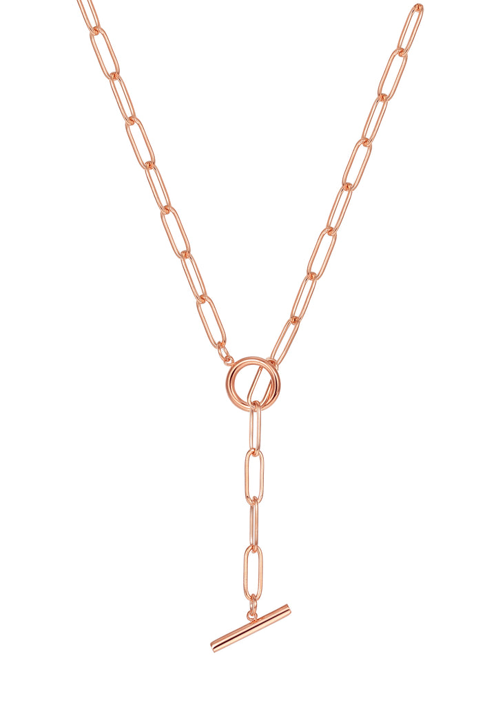 Collar Barra T con Cadena Gruesa en Oro Rosa