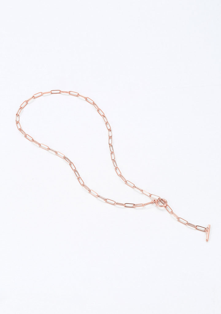 Collar Barra T con Cadena Gruesa en Oro Rosa