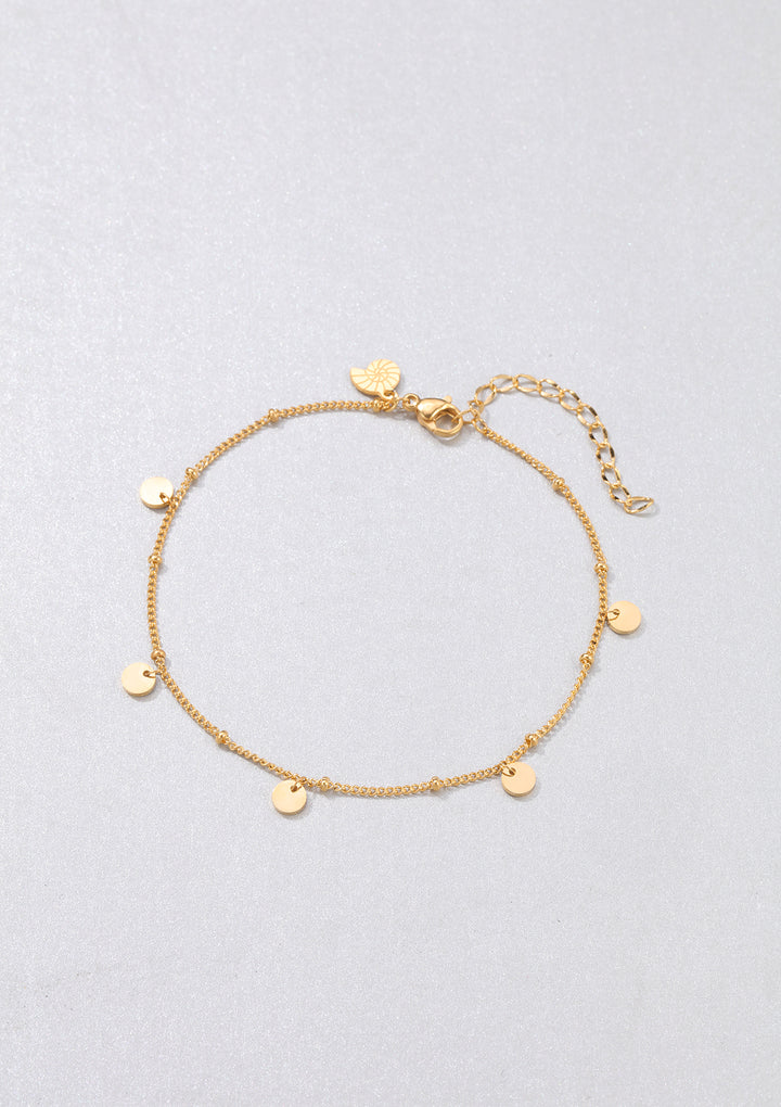 Fußkettchen mit Runden Plättchen Anhängern in Gold