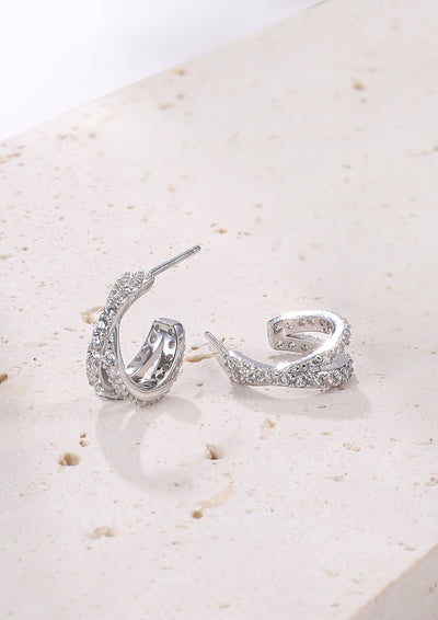 Kreuz und Quer Creolen mit Edelsteinen Sterlingsilber