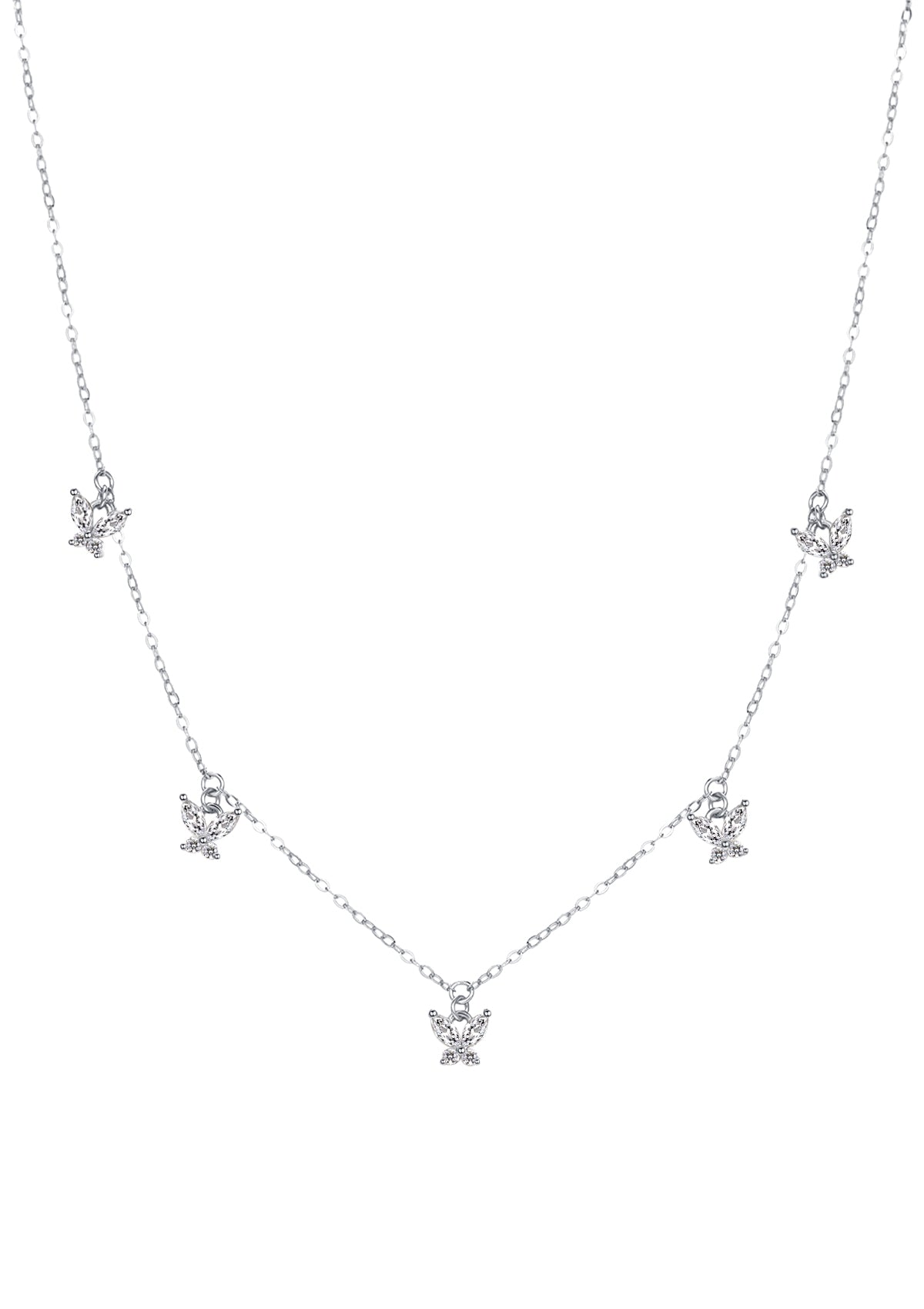 Gänseblümchen und Schmetterling Ketten Set Silber
