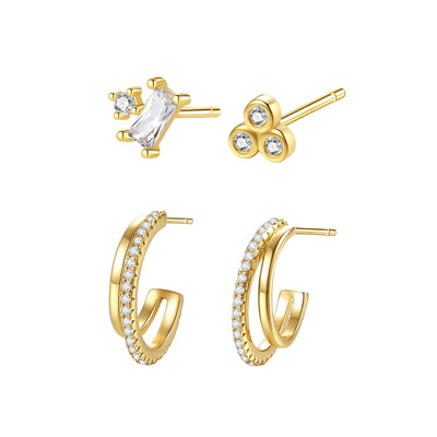 Schillernde Ohrringe Set aus Sterlingsilber in Gold