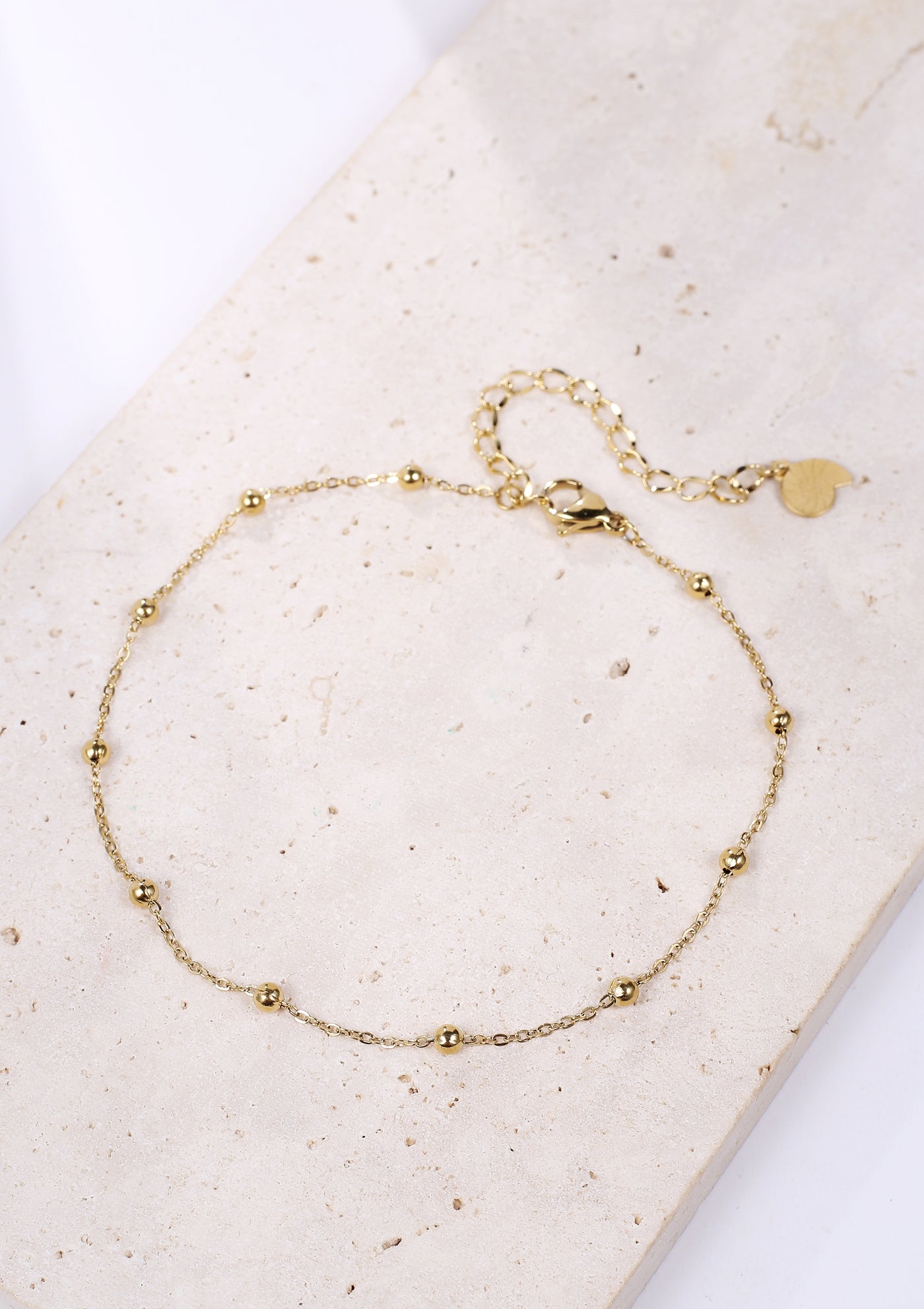 Delicate Ball Chain Anklet Gold