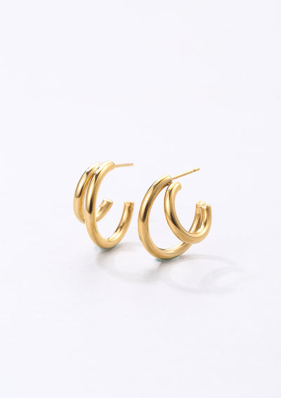 Double Side Hoop Earrings Gold