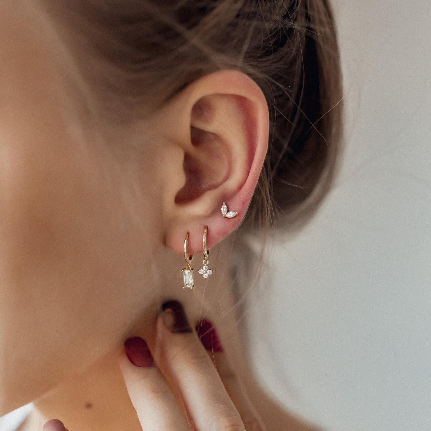 Ear Stack Set of 3 Sterling Silver Earrings Gold Plated – Hey Happiness