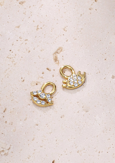 Augen und Lippen Charm Creolen aus Sterlingsilber in Gold