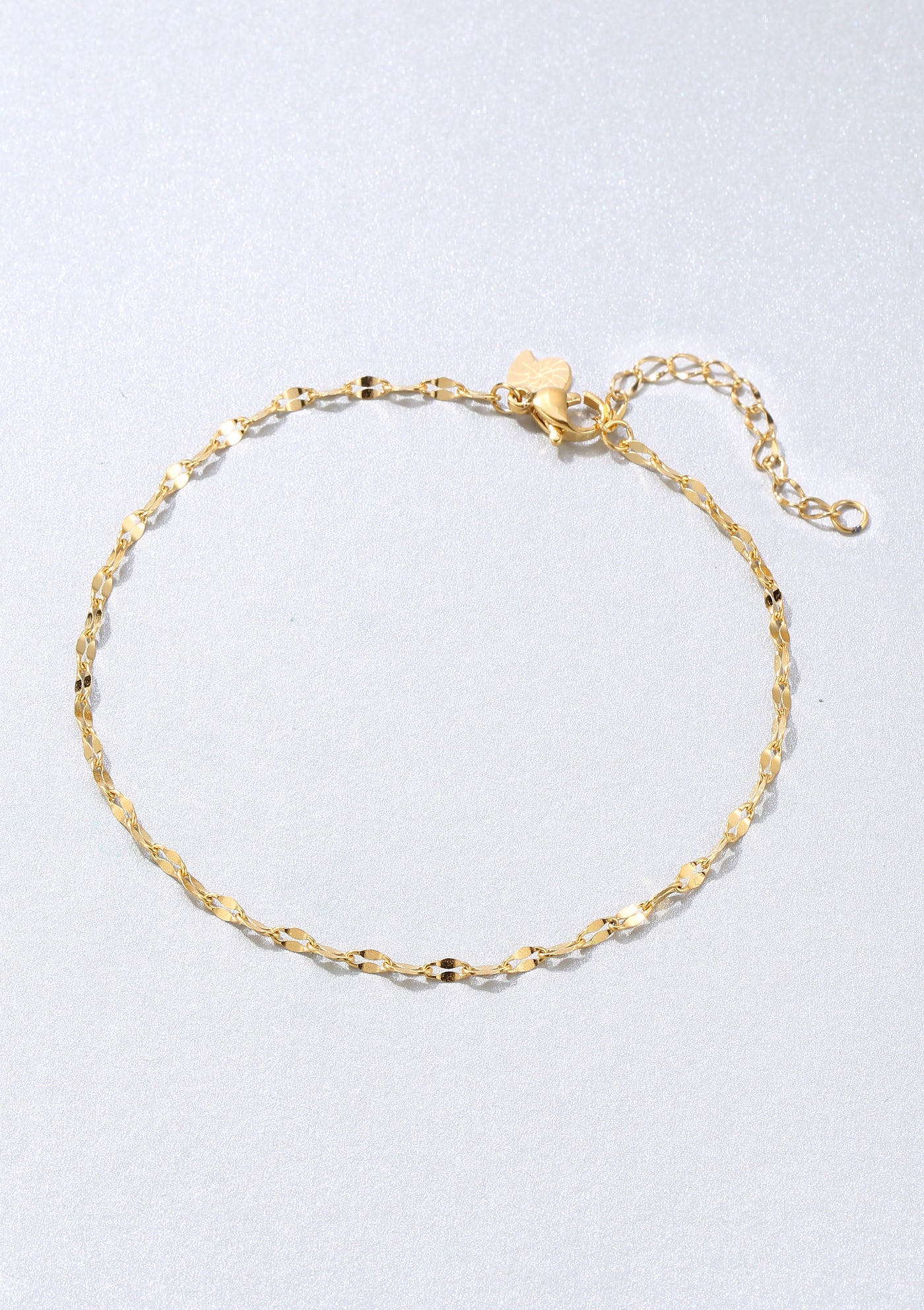 Flattened Rolo Chain Anklet Gold