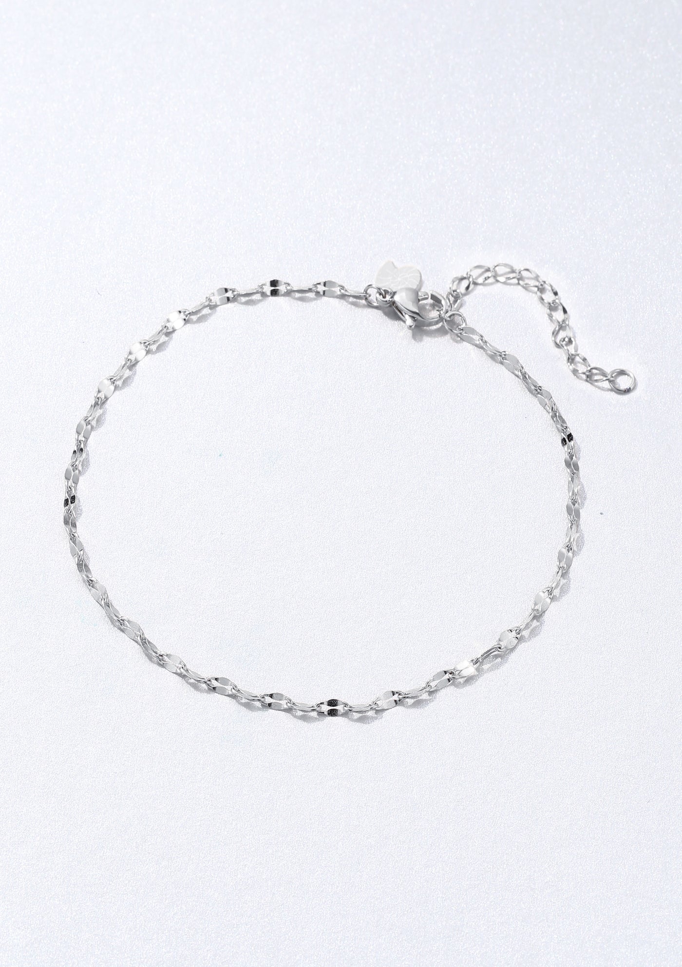 Flattened Rolo Chain Anklet Silver