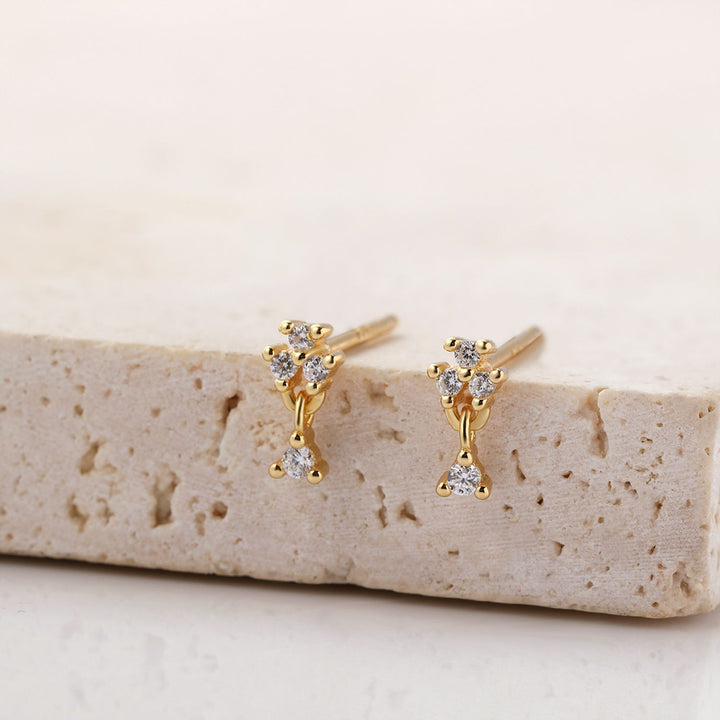 Blumen Tropfen-Ohrstecker aus Sterlingsilber in Gold