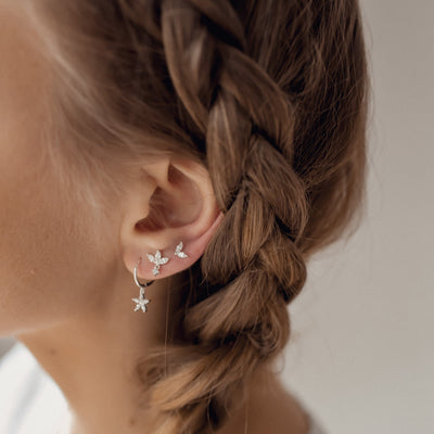 Flower Earrings Set Sterling Silver