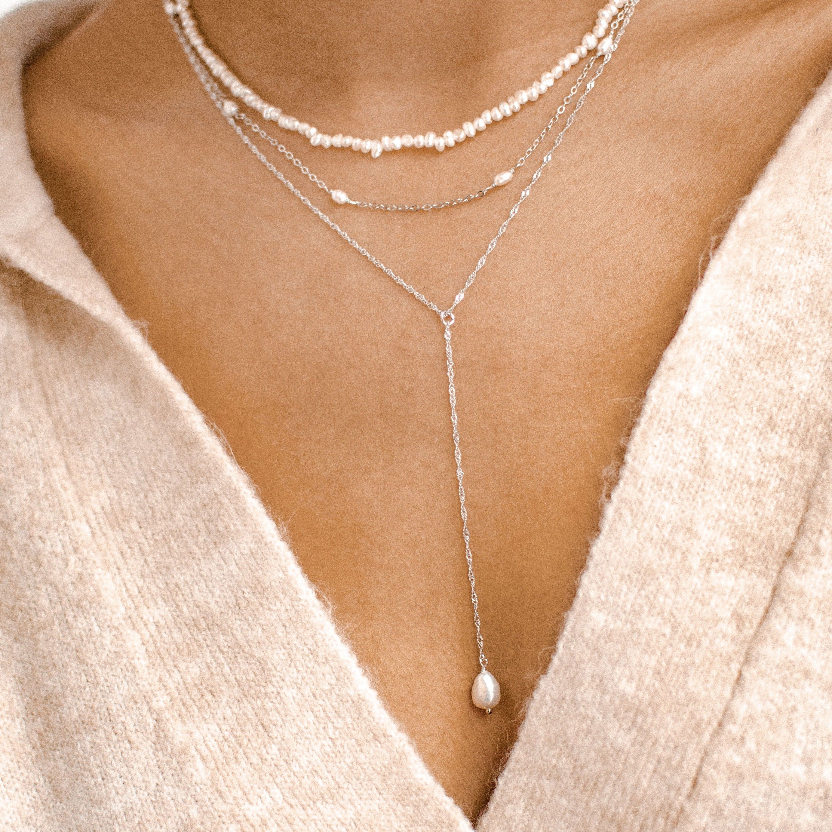 Y Kette mit Perle Sterlingsilber