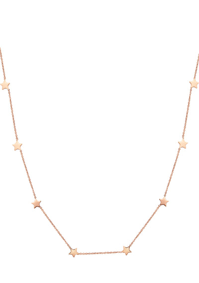 Layering Necklaces Stars and Moon in Rose Gold