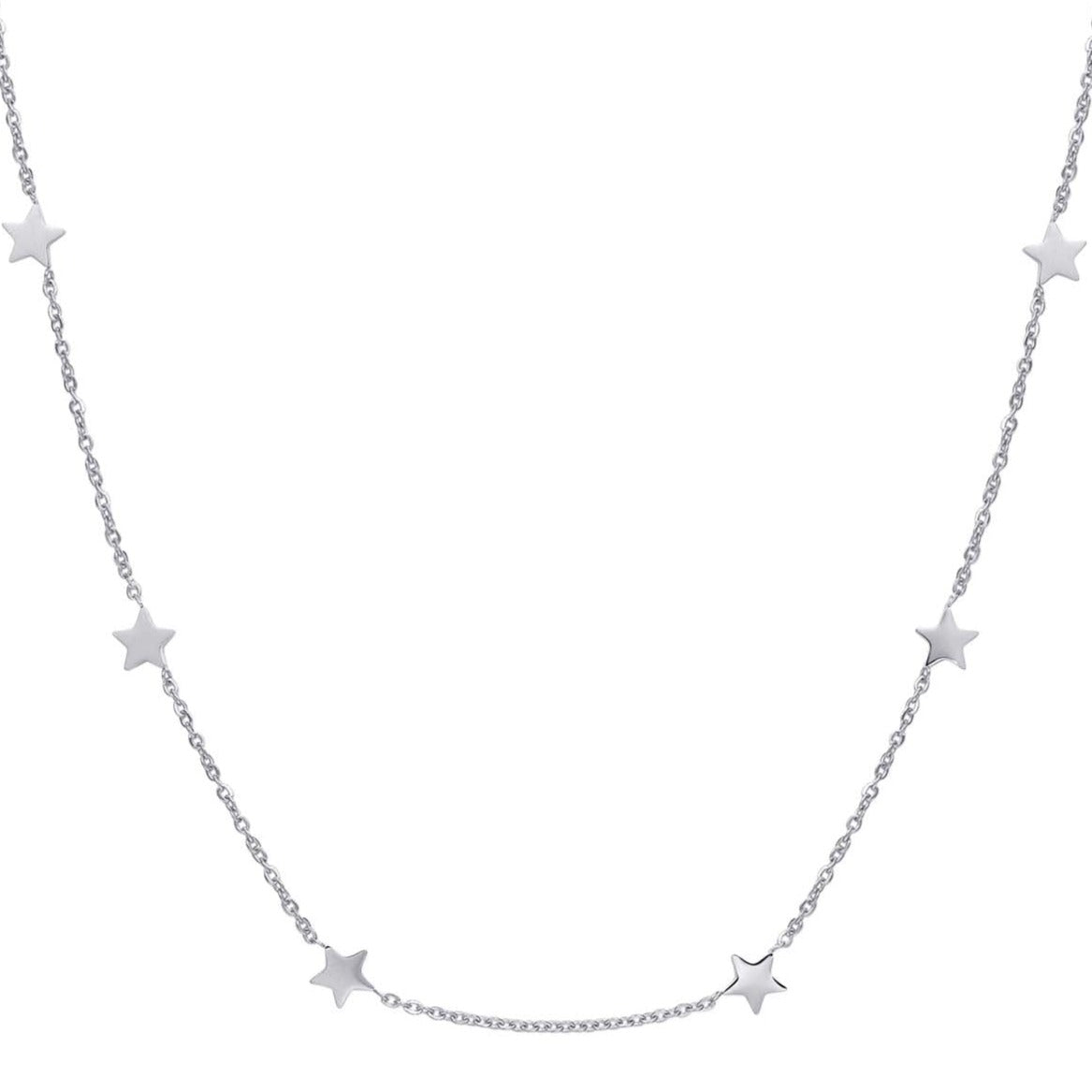 Layering Necklaces Stars and Moon in Silver