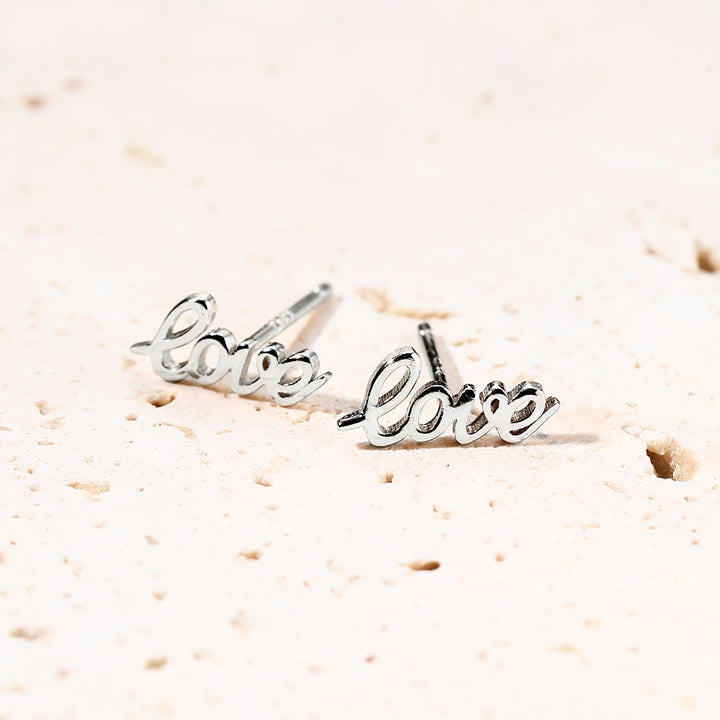 Boucles d’Oreilles Love Script Argent Sterling