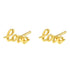 Love Script Stud Earrings Sterling Silver Gold