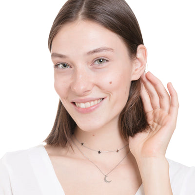 Ensemble Collier Etoile et Lune en Argent
