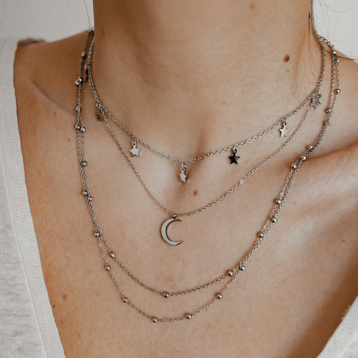 Ensemble Collier Multi Rangs en Argent