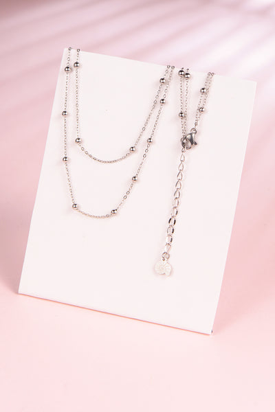 Multilayer Necklace Set in Silver