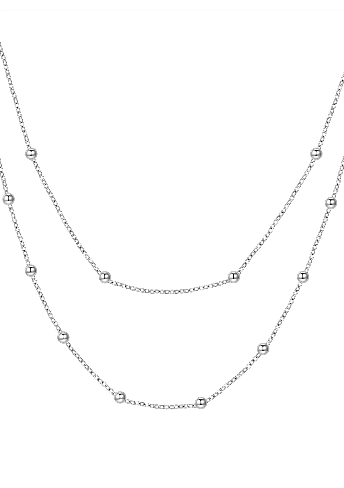 Multilayer Necklace Set in Silver