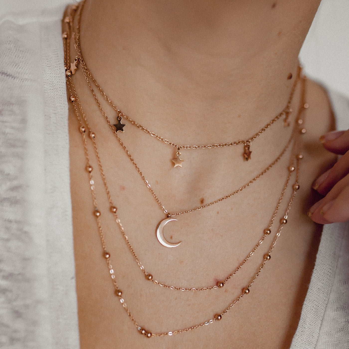 Multilayer Necklace Set Rose Gold