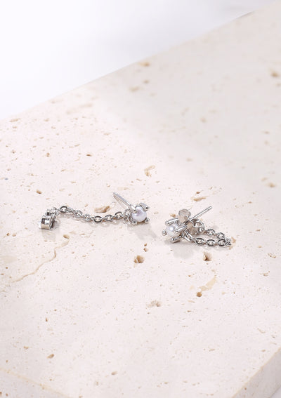 Perlen Ketten-Ohrringe aus Sterlingsilber
