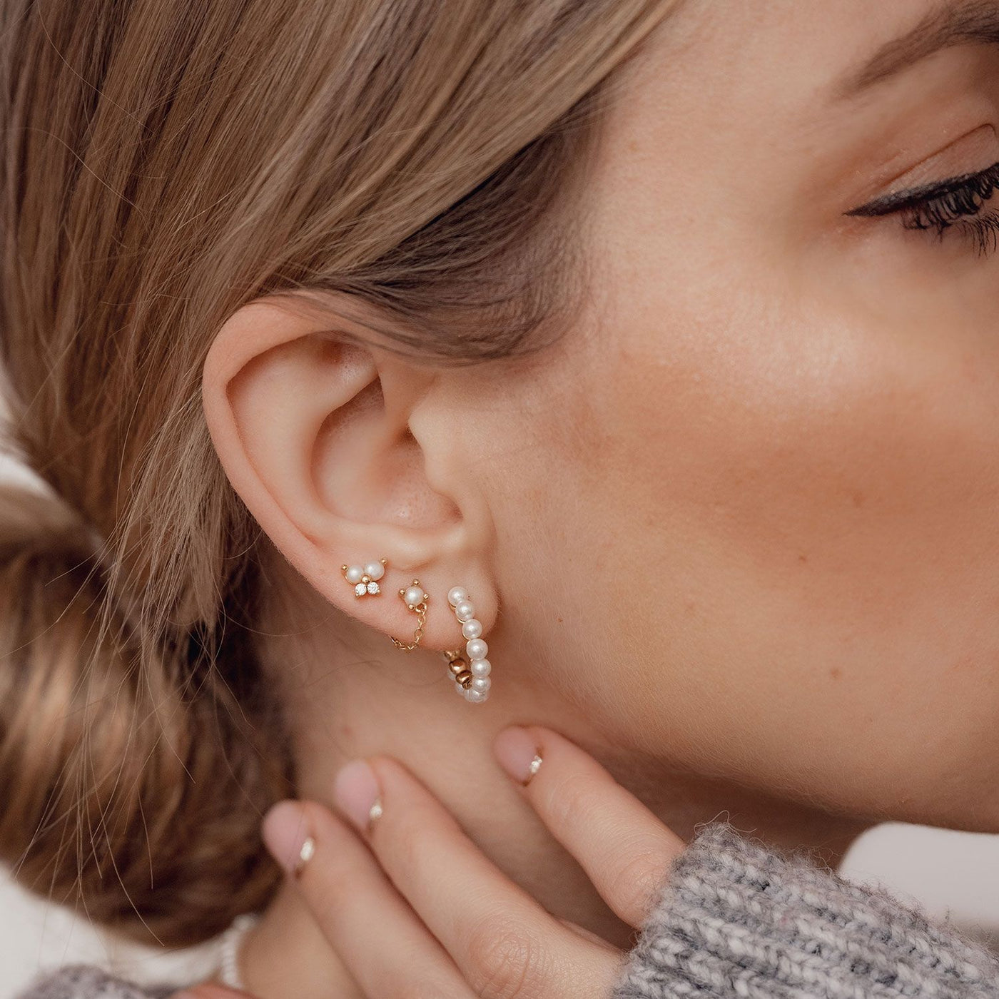 Pearl Earrings Set Sterling Silver Gold