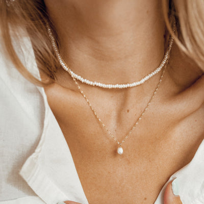 Pearl Pendant Necklace Sterling Silver Gold