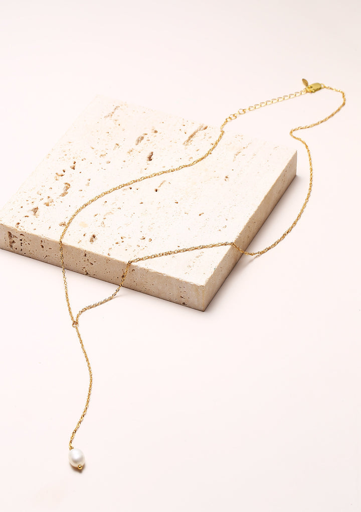 Perle Anhänger Lariat Halskette aus Sterlingsilber