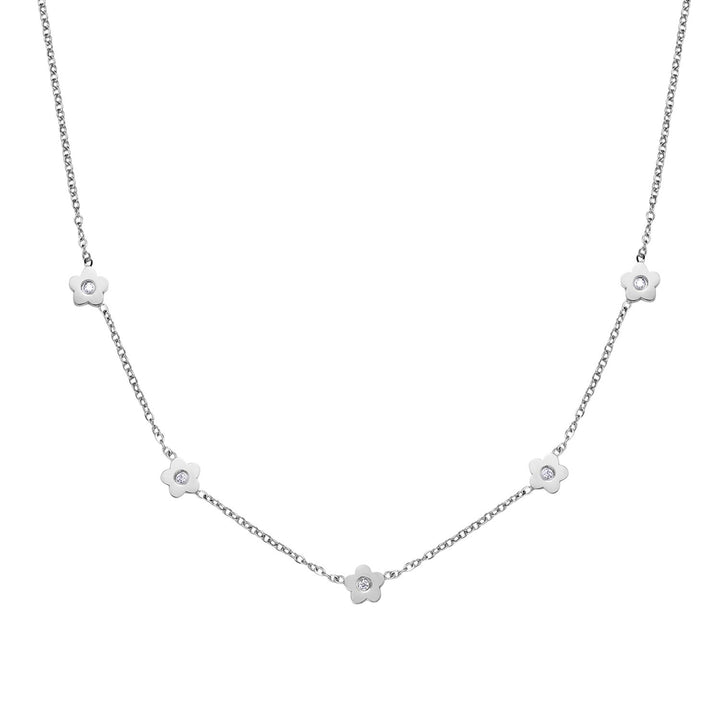 Zierliche Blume Charm Kette in Silber
