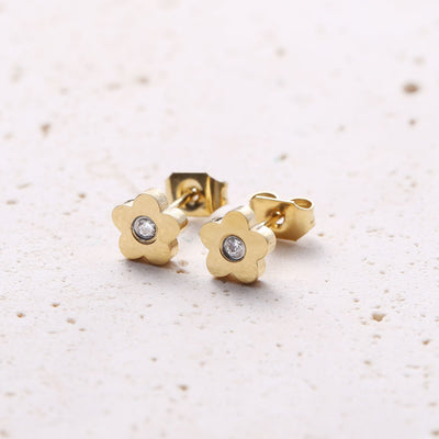 Petite Flower Stud Earrings Gold