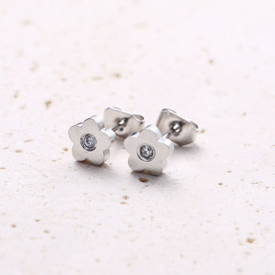 Petite Flower Stud Earrings Silver