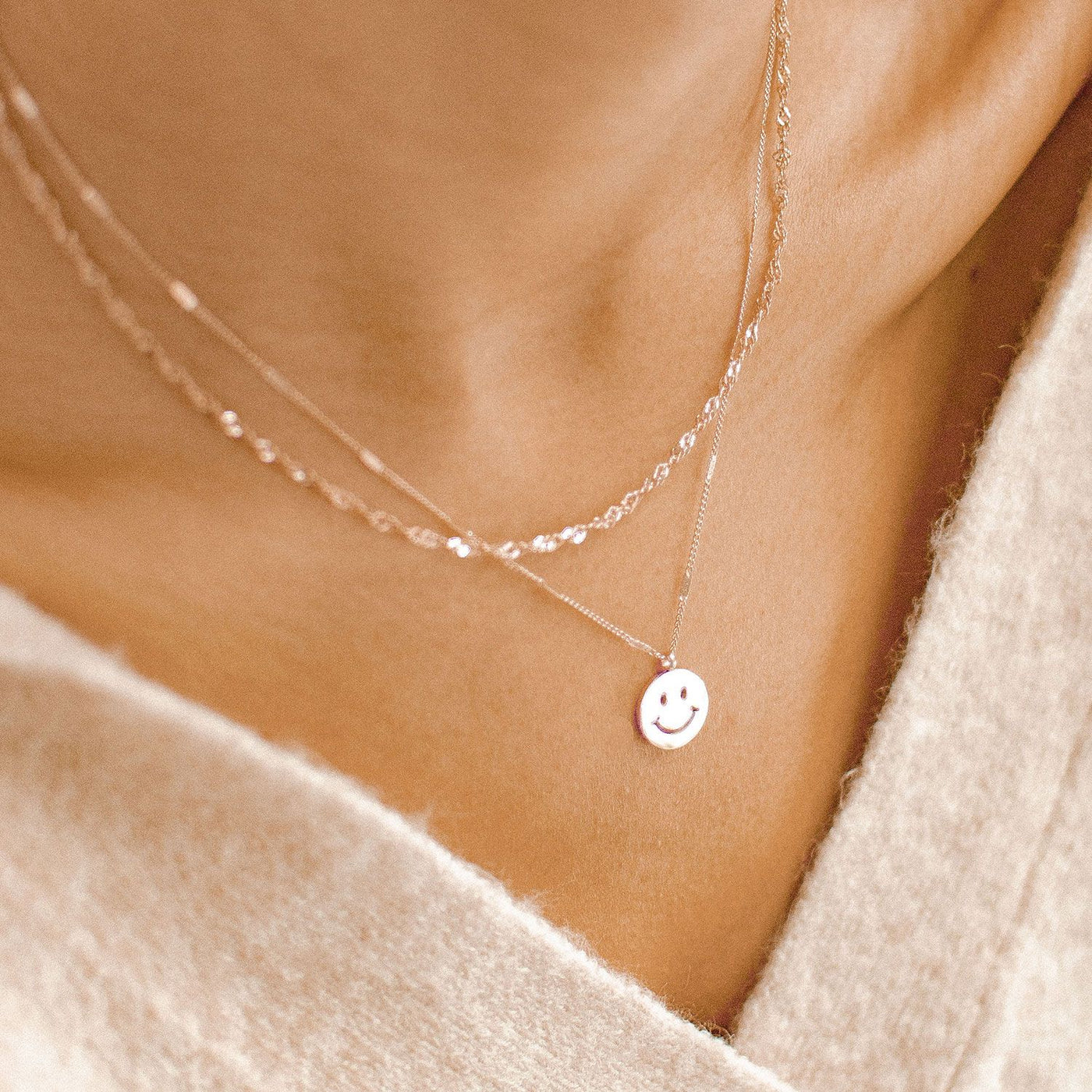 Smiley Face Layering Necklaces Set