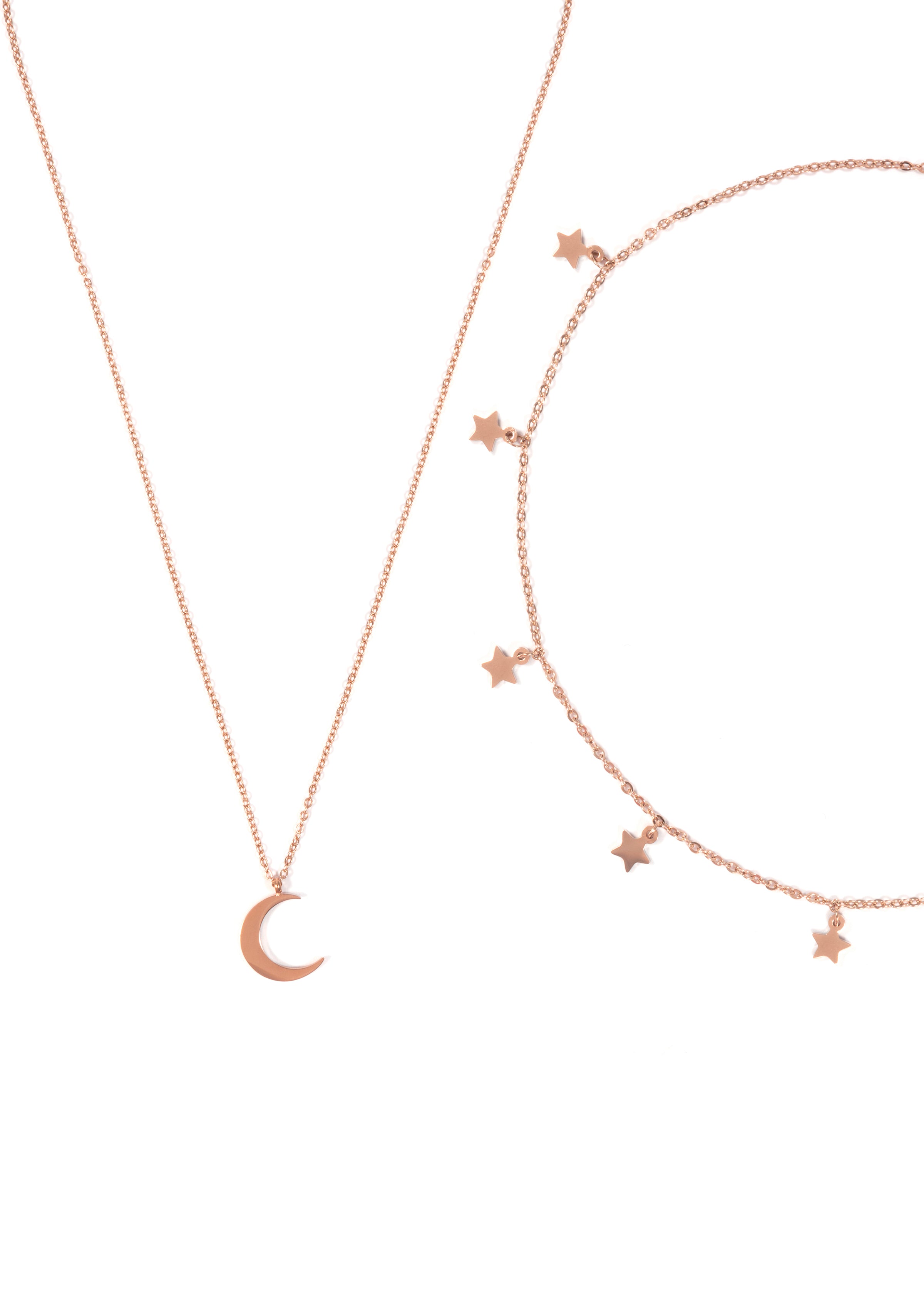 Ensemble de Bijoux Ras-de-cou Etoile Collier Lune en Or Rose