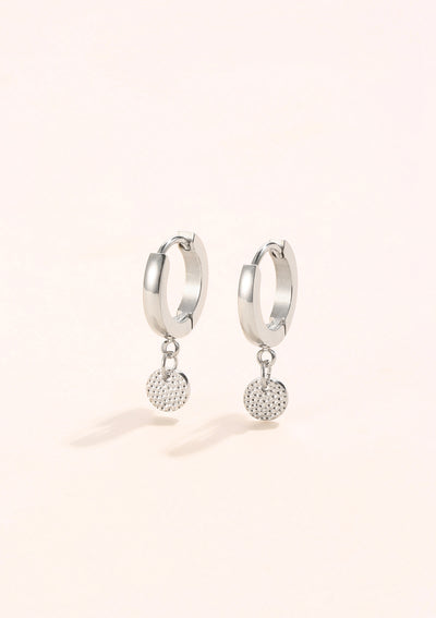 Textured Circle Hoop Earrings Silver