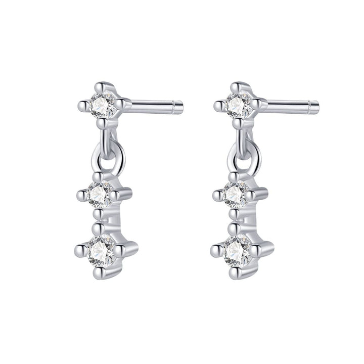 Trio Drop Stud Earrings Sterling Silver