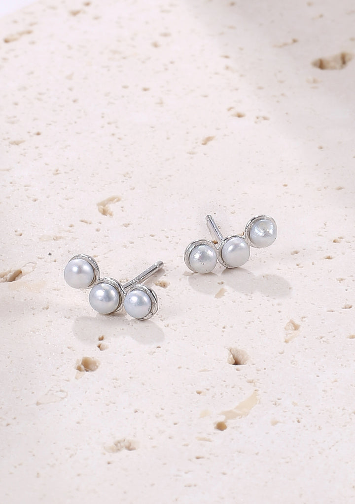 Boucles d’Oreilles Trio Perle Argent Sterling