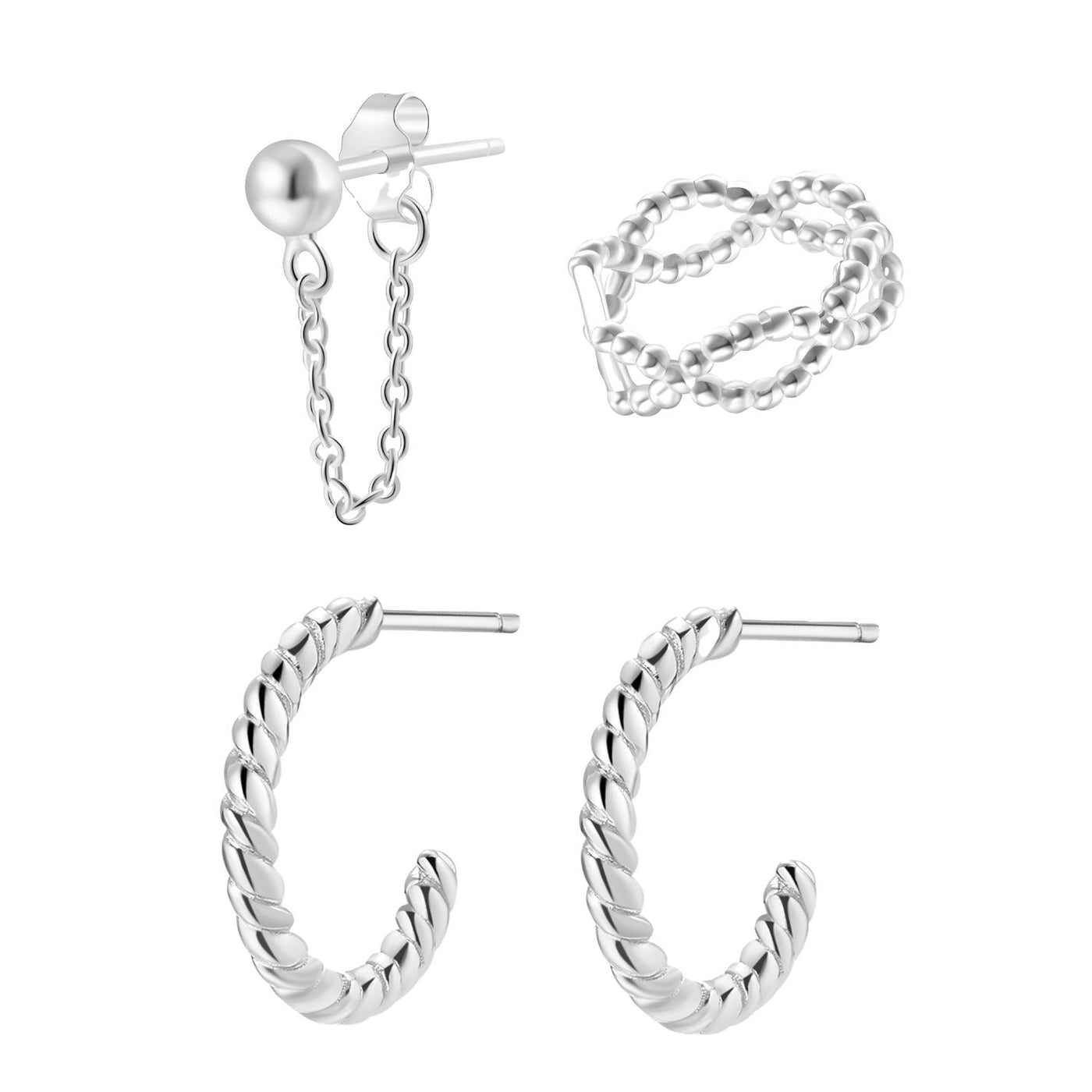 Set Pendientes Unidad Plata de Ley 925